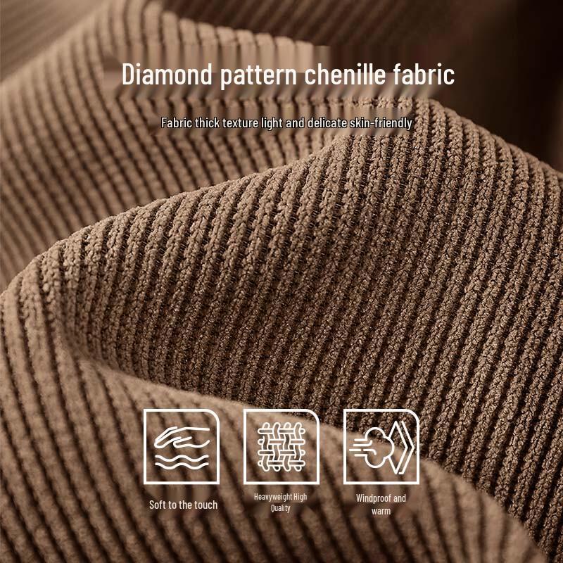 JEANSWEST LIFE Men's Spring Autumn Chenille Feel Drape Straight Loose Casual Trousers