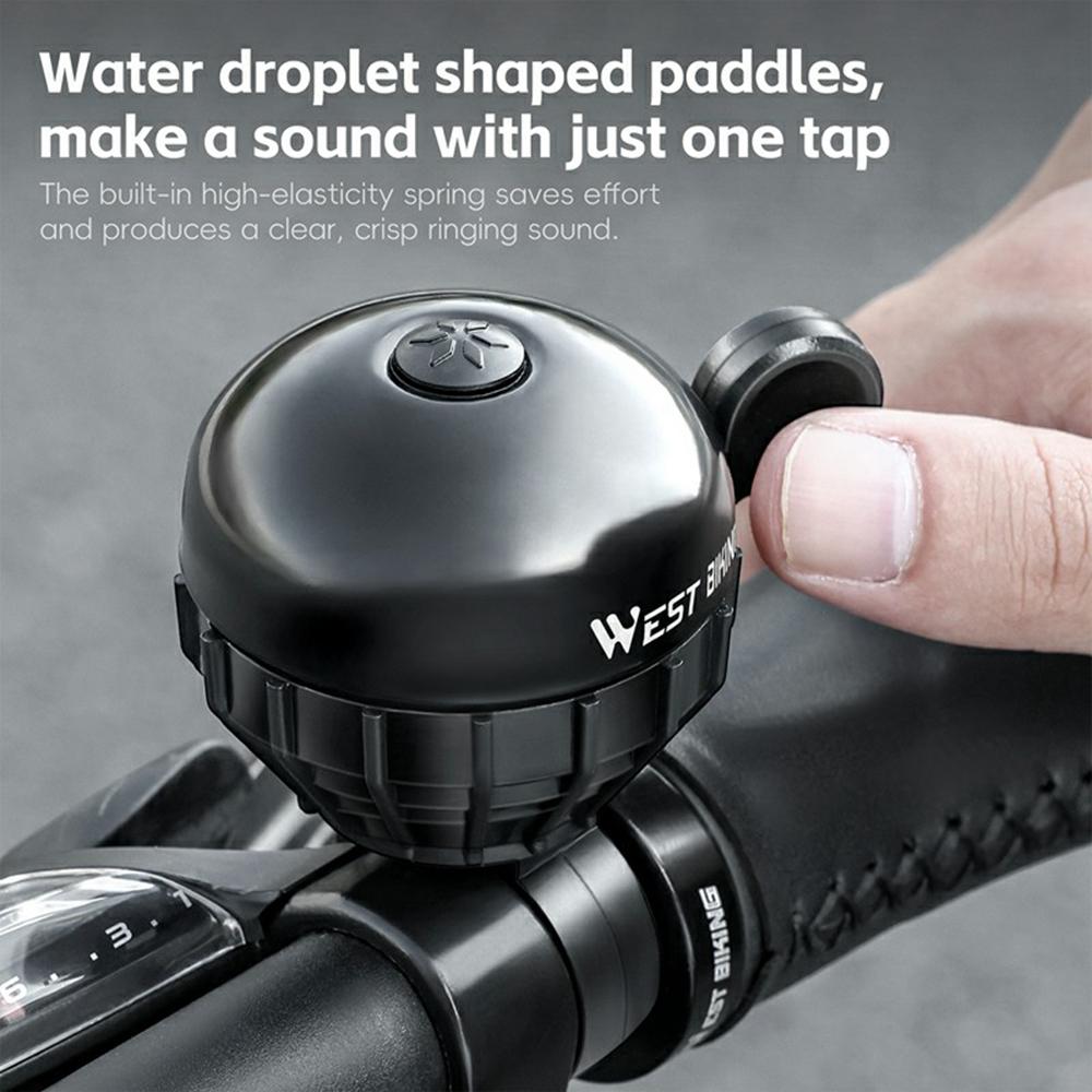 WEST BIKING YP0706061 Aluminum Alloy Bicycle Thumb Bell Waterproof Rustproof High Decibel Cycling Warning Horn