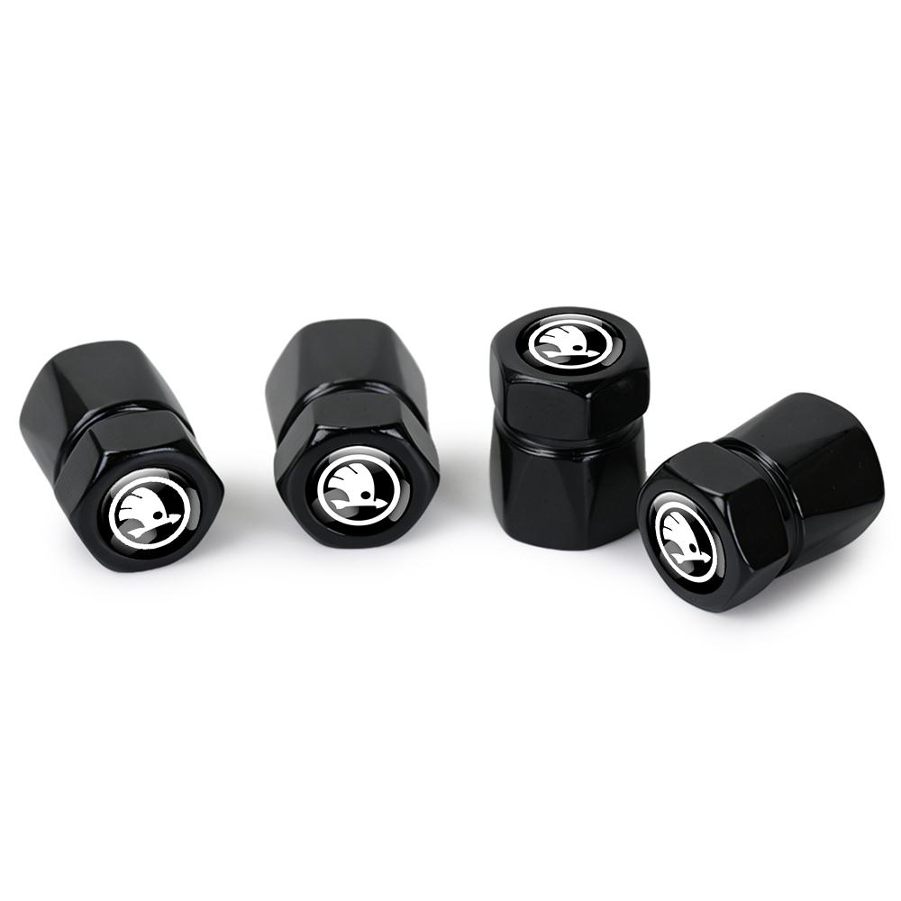 AHUQ1 New CCar Tire Valve Caps Auto Accessories For Skoda Rapid Fabia Octavia Yeti Superb RS Felicia VRS Scala VII Kodiaq Karop Kamiq