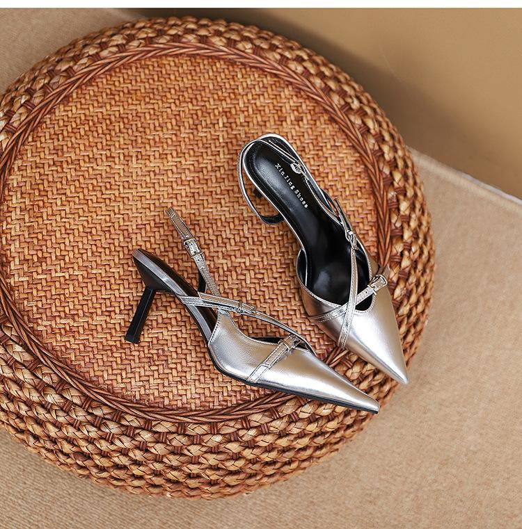9733-6 Французский вечерний ветер остроносые босоножки на высоком каблуке женские новая мода тонкий ремешок декоративная сумка голова пустые босоножки женские