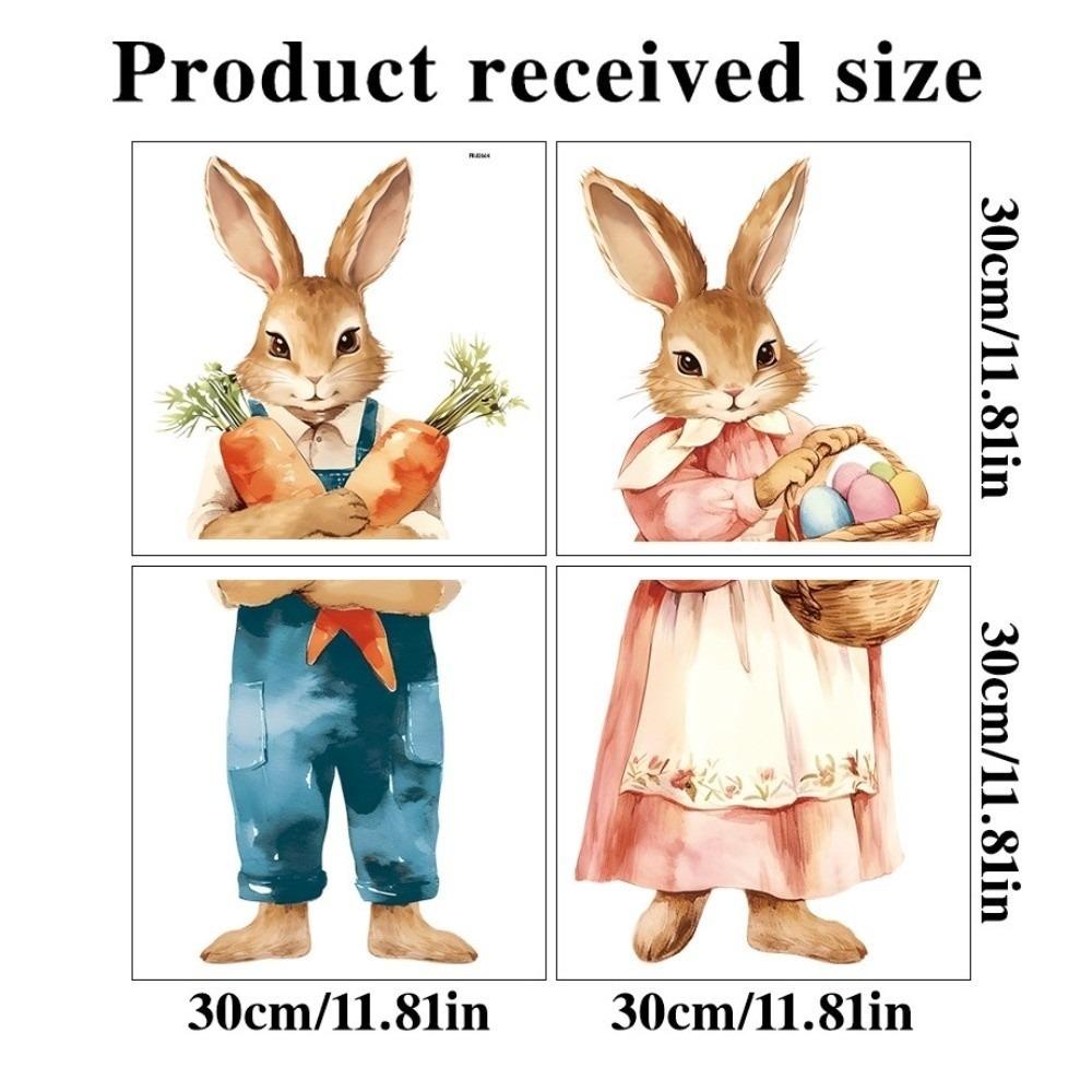 Waterproof Easter Door Stickers Creative Easter Bunny Static Cling Decal  Festive Decorations