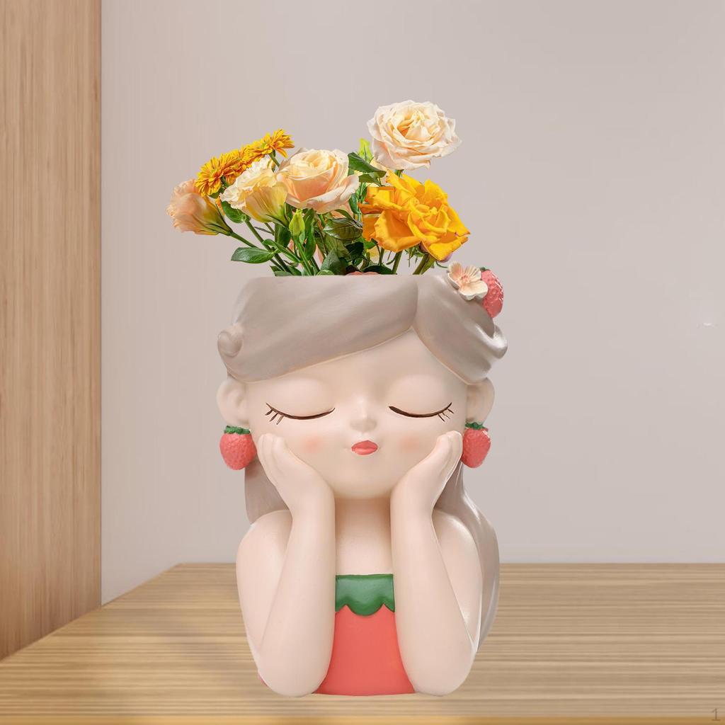 Ваза-бюст, комнатный цветочный горшок, декоративная фигурка в форме девушки-цветочницы, кашпо для офиса, балкона