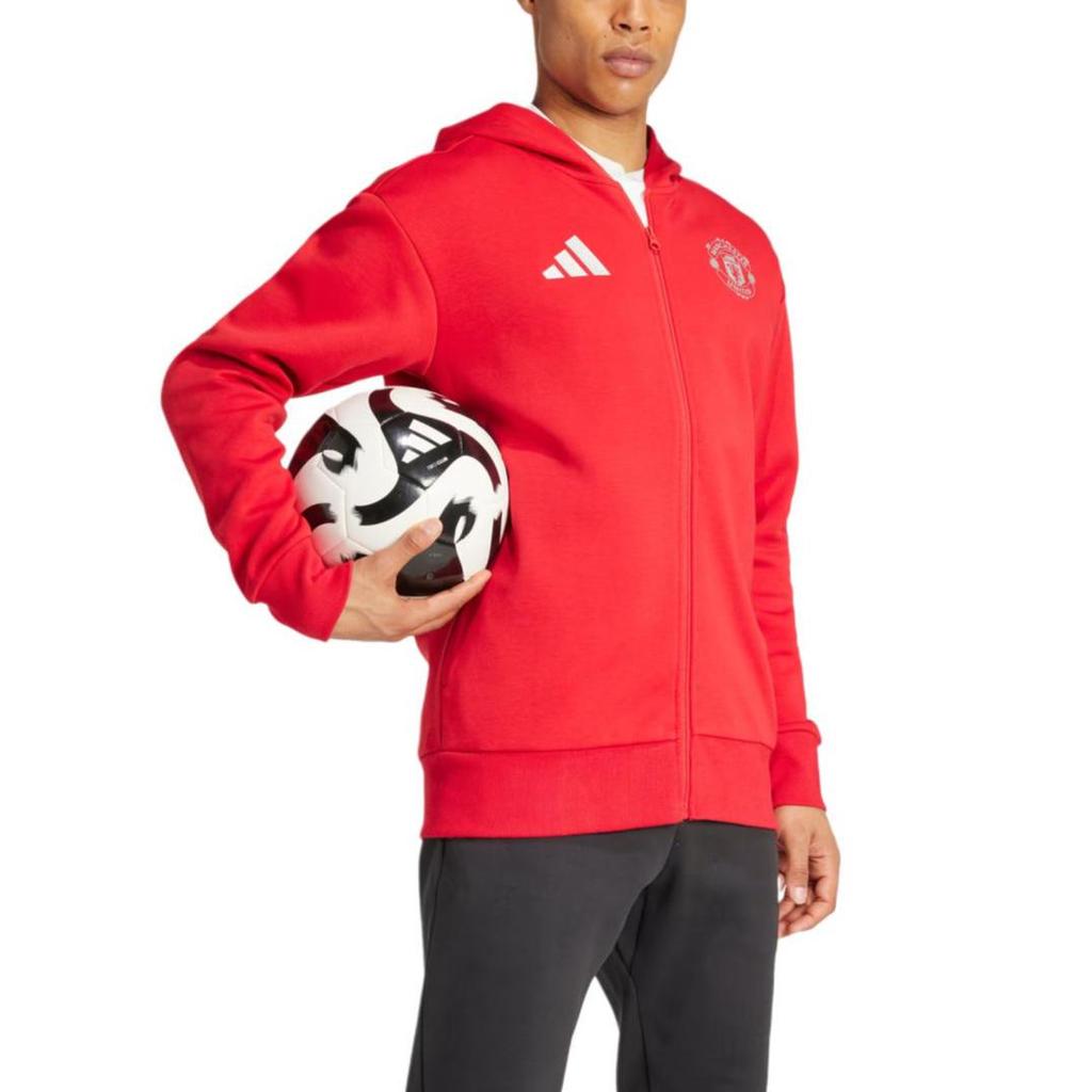 adidas Куртка-толстовка с капюшоном Manchester United, с принтом букв, удобная, дышащая, повседневная, спортивная, мужская, для ежедневных тренировок, верхняя одежда, красная IT4187