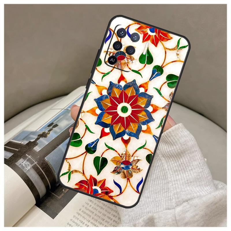 Moroccan Tile Case For Oppo A74 A94 A54 A18 A38 A58 A78 A98 A80 A60 A40 A96 A76 A16 A15 A17 A57 A77 A5 Pro
