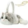 HIGHAWK Realistic, Lifelike Plush Cat Bag, Fluffy Shoulder Bag for Women, Gift for Cat Lovers, Soothing Ornament (Gray, Size L)