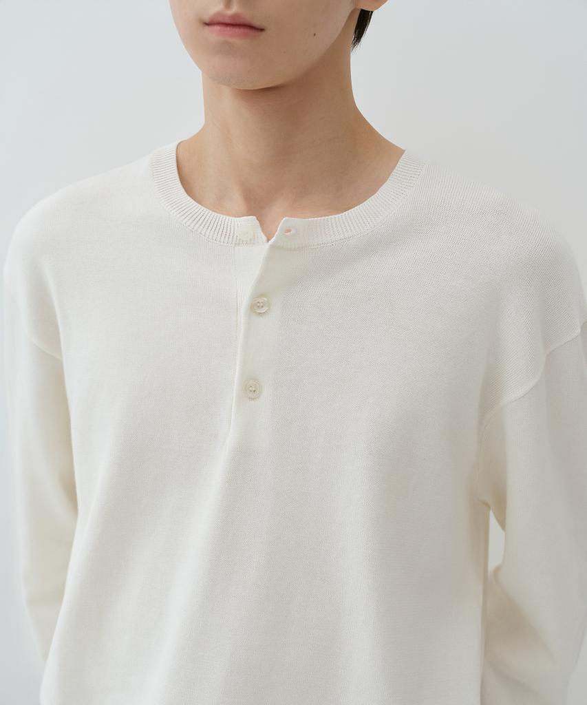 MUSINSA STANDARD Washable Supima Cotton Henley Neck Knit [Ivory]