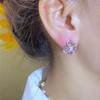 S925 Silver Needle Purple Zircon Flower Stud Earring for Ladys Girls Fashion Elegant Studs Women Earring Jewelry Gift