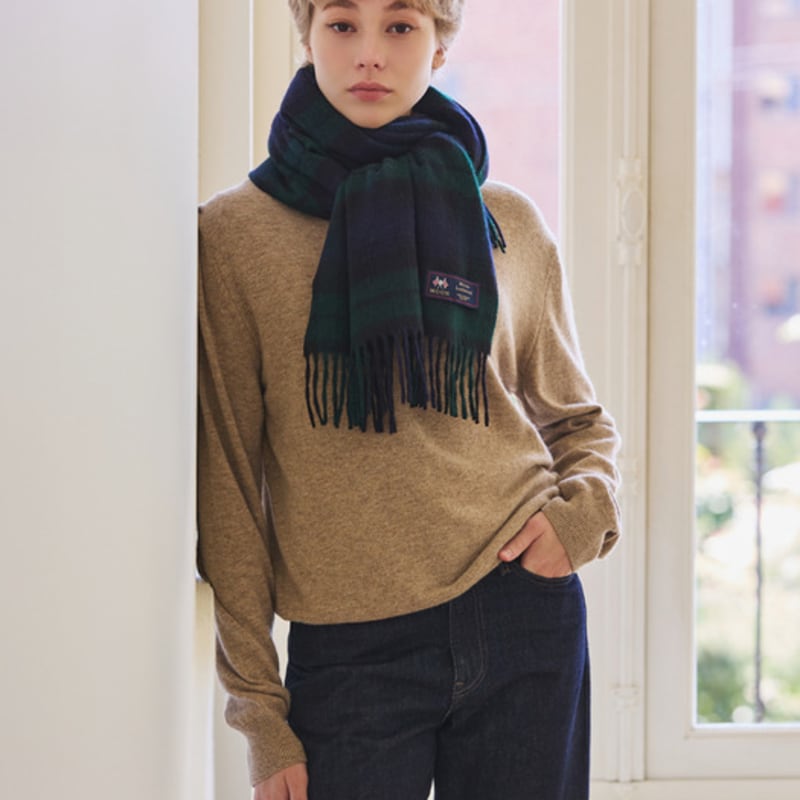 ABRAHAM MOON Шаль-шарф из мериносовой шерсти 50 см - Black Watch