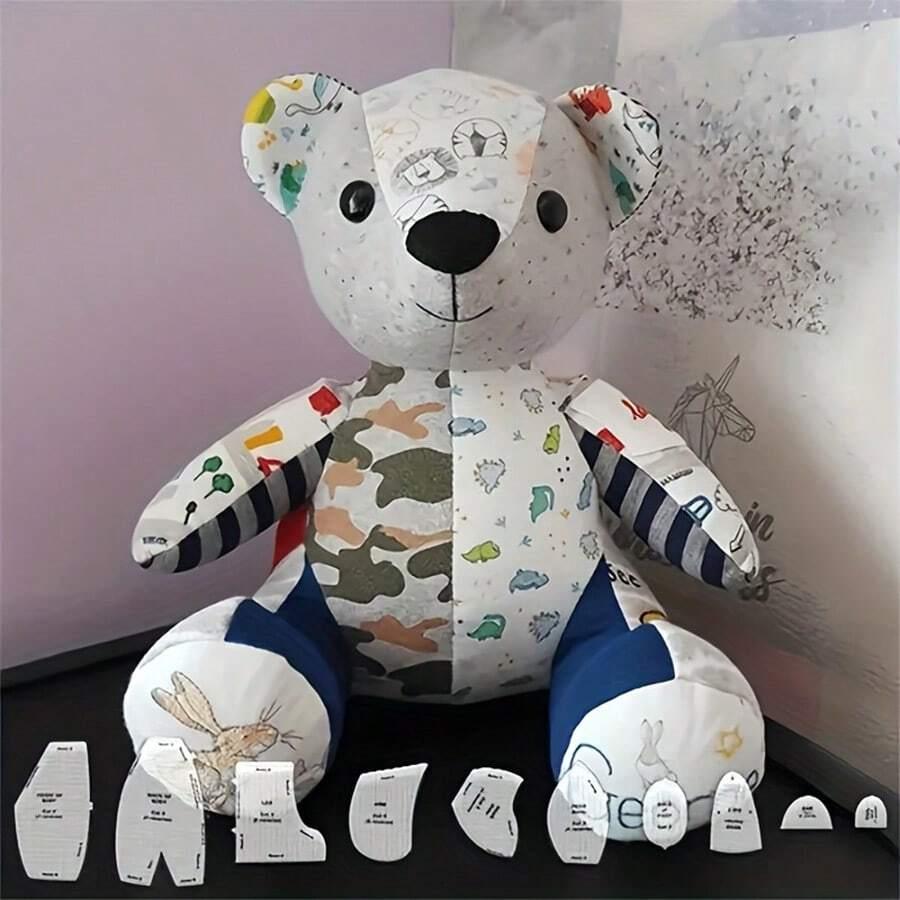 10pcs/Set Creative Acrylic Memory Bear Templates Patchwork Cutting Ruler DIY Child Toy Gift Home Sewing Pattern With Instruction