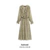 2025 Spring Women's European & American Style Layered Belted Long Sleeve Fashion Dress
