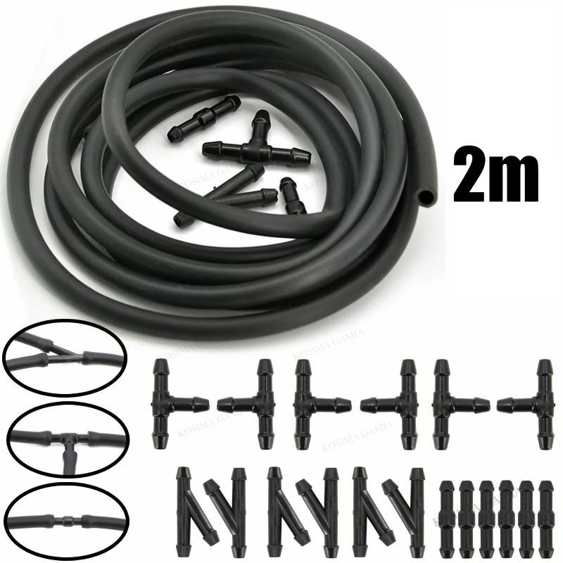 2M Car Wiper Blade Pipe Windshield Wiper Tube with 18Pcs T/Y/I Type Splitter Windshield Washer Hose Connector Windshield