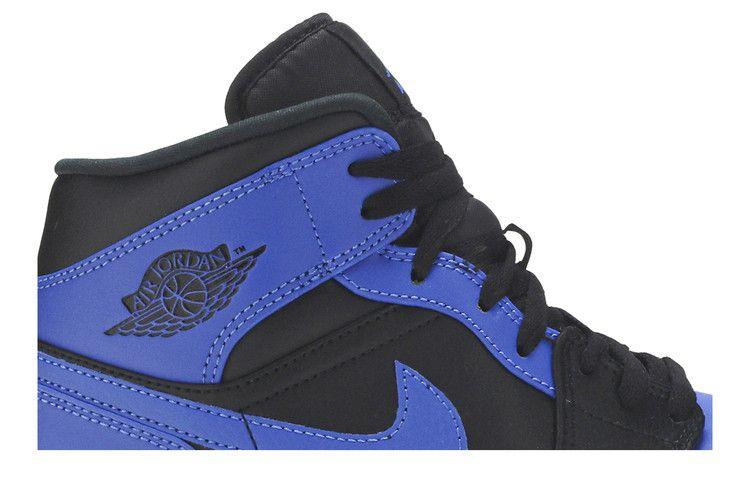 Men's Sneakers Nike Jordan 1 Mid Hyper Royal Tumbled Leather Black/Hyper Royal-White
