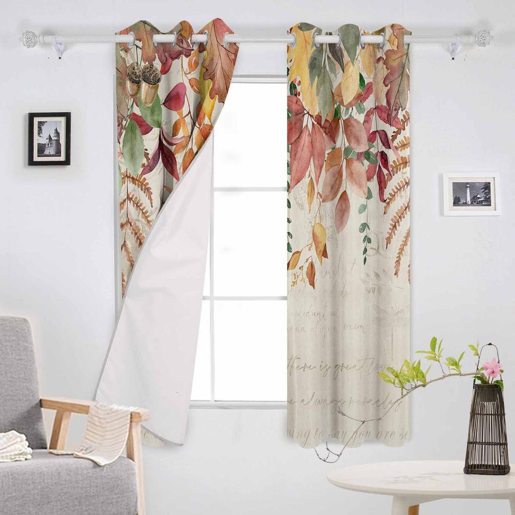 День благодарения Осенний эвкалиптовый затемняющие шторы для гостиной спальни оконные шторы жалюзи