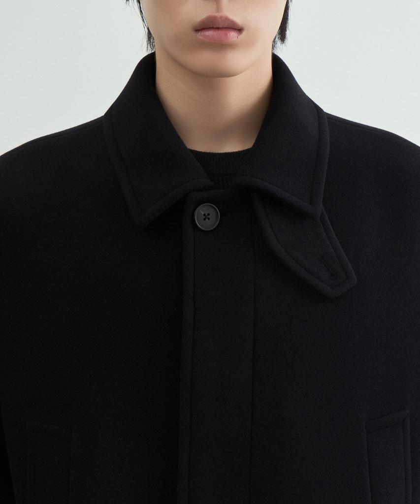 Musinsa Standard Wool Blend Oversized Long Pocket Balmacaan Coat [Black]