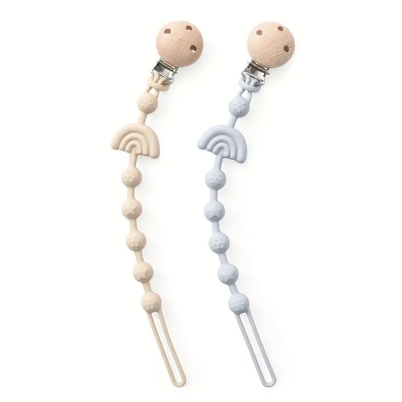 2шт. Силиконовые зажимы для пустышек, милые цепочки для пустышек, держатели для пустышек