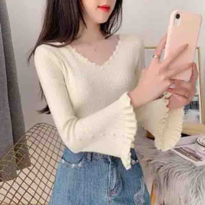 Трикотаж, женский свитер с v-образным вырезом и длинными рукавами, женская верхняя одежда, модный повседневный пуловер с бисером, нижняя рубашка