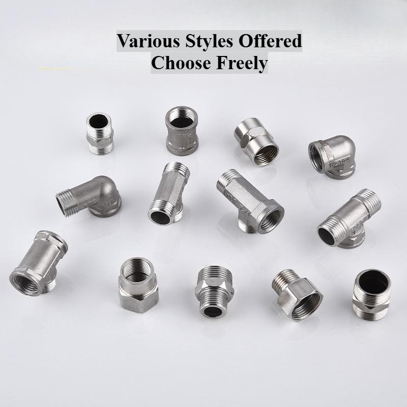 201 Stainless Steel 1/2" 3/4" BSP Male Female Thread Reducing Elbow Tee Coupler Butt Joint Plumbing Fittings
