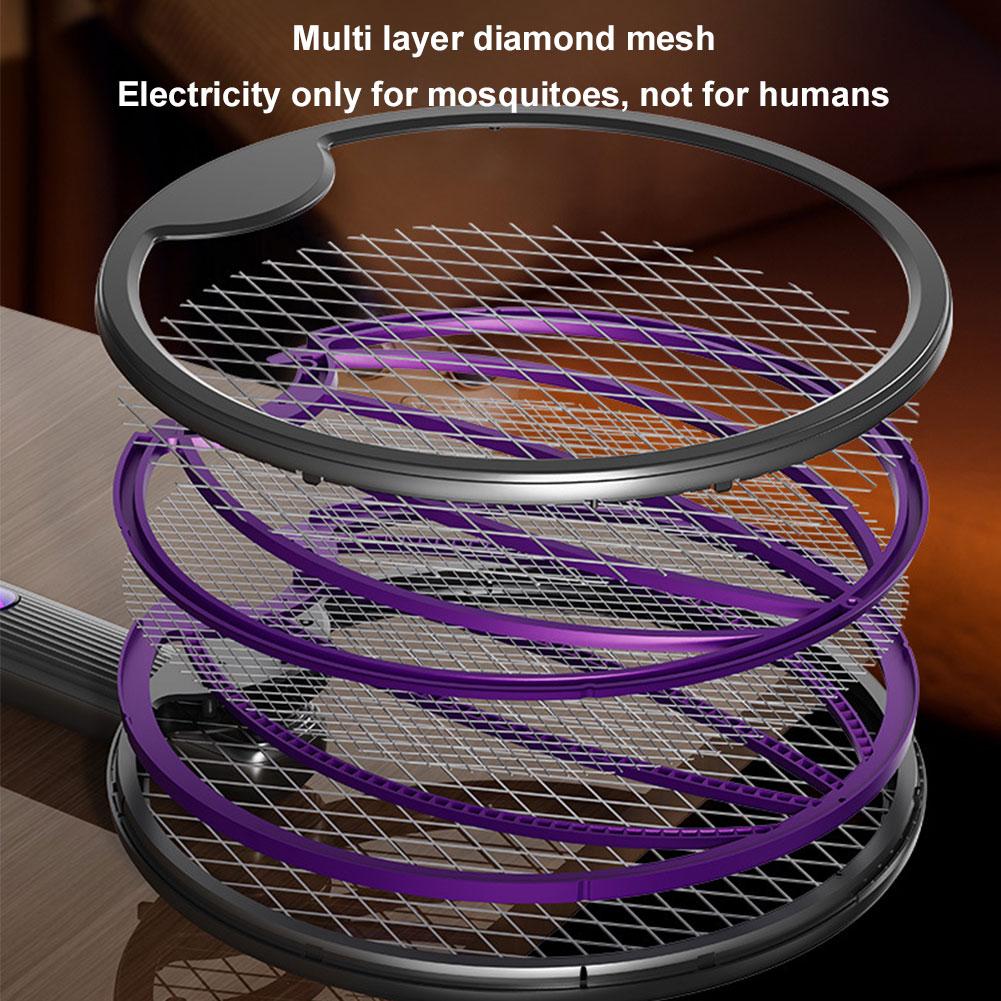 Складная ракетка-уничтожитель насекомых, перезаряжаемая мухобойка, безопасный убийца мух и лампа-ловушка для комаров для помещений и улицы