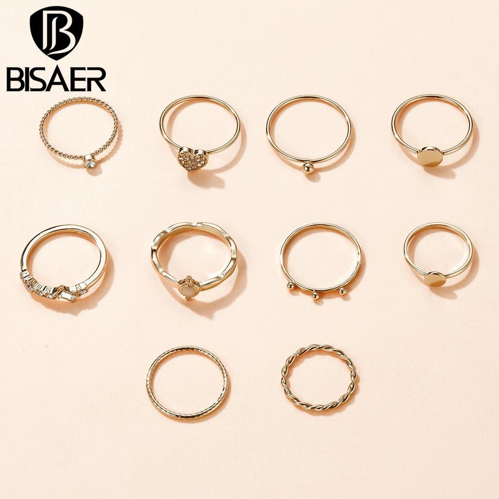 Bisaer Rhinestones & Round Beads Alloy Ring-girl Set for Ladyies Daily Jewelry