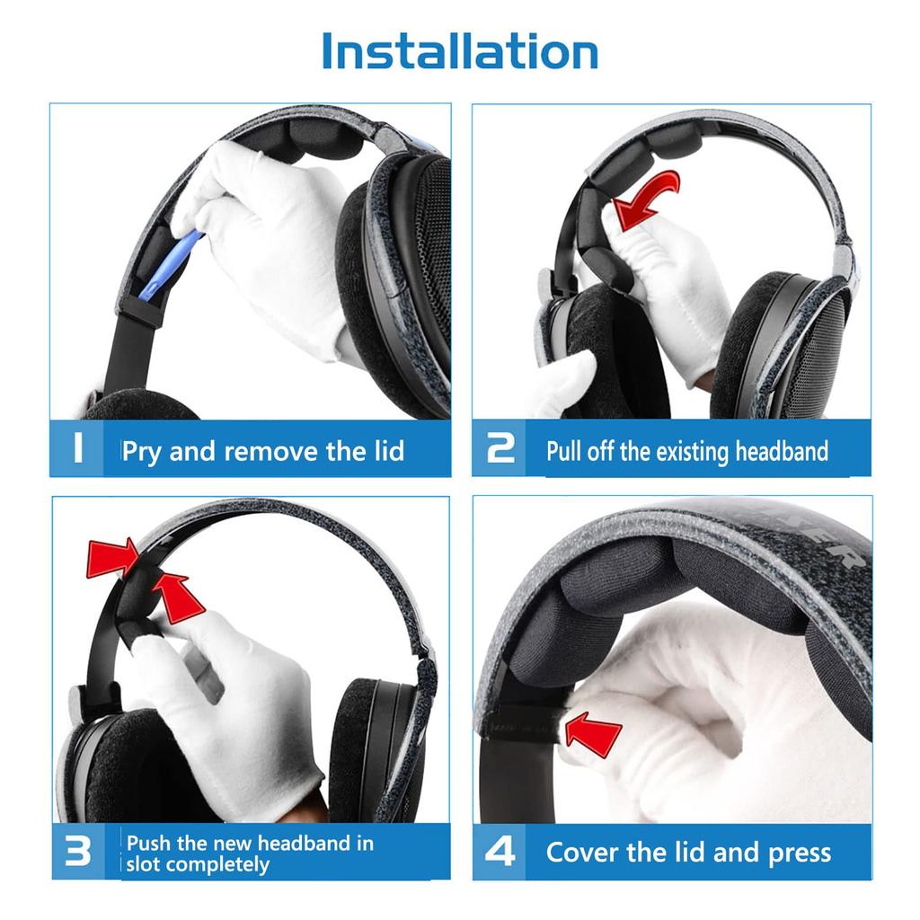 Geekria Ear Pads Headband Compatible with Sennheiser HD580 HD600 Replacement Headphone Pads Ear Pads Ear Cushion Set + Etc. (earpad+headband)