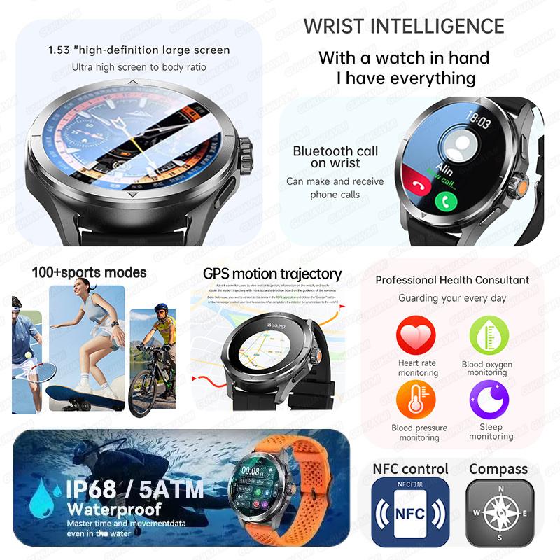 2025 НОВЫЙ S4 Ультра Смарт Браслет Мужские Часы AMOLED HD Экран Bluetooth Вызов GPS Траектория NFC Компас Сердечного ритма Умные Часы
