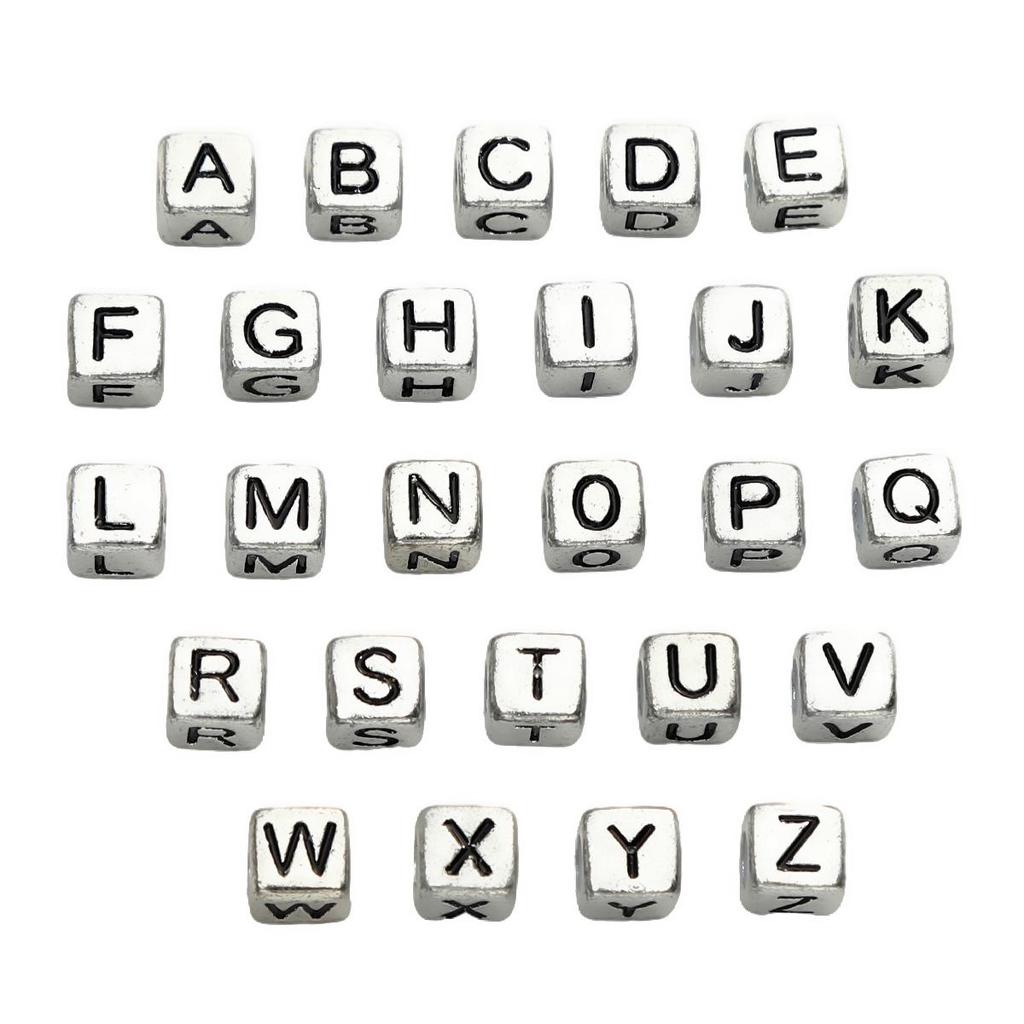Acrylic English Letter Cube Beads For DIY Necklace Bracelet Earrings Jewelry Making Craft Accessories