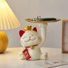 Home Decor Lovely Maneki Neko Figurines Modern Style Living Room Table Ornament Lovely Lucky Cat Storage Tray Miniature Crafts