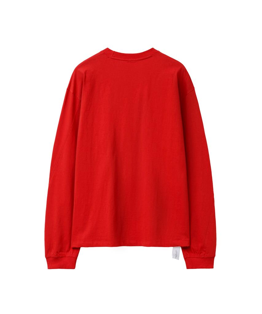 YOUCHE PRET A PORTER Sq Slant Long Sleeve Tee Scarlet Red