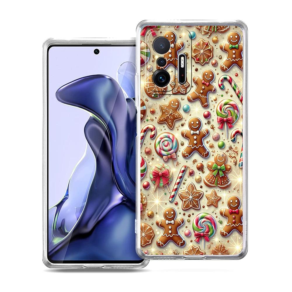 Прозрачный чехол для телефона для Xiaomi Mi 14 13 12 11 Ultra 13T 12T 11T Poco X3 NFC F3 F6 Pro 5G Мягкий ТПУ Новогодний Рождественский узор