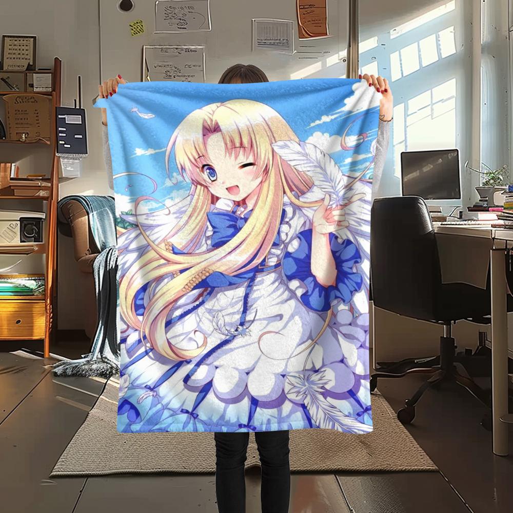 1PC Shield Hero Print Flannel Blanket, High quality Comfortable for All Seasons, Home Decor, Warmth and Comfort, Perfect for Christmas Gifts
