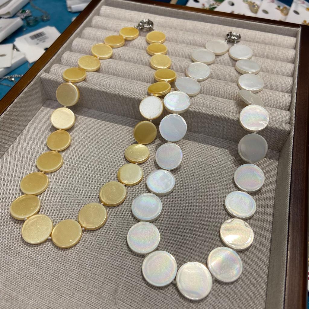 Simple Niche Diameter 18 Natural Shell Disc Necklace Women, Vacation Beach Wind Versatile Collarbone Chain Accessories