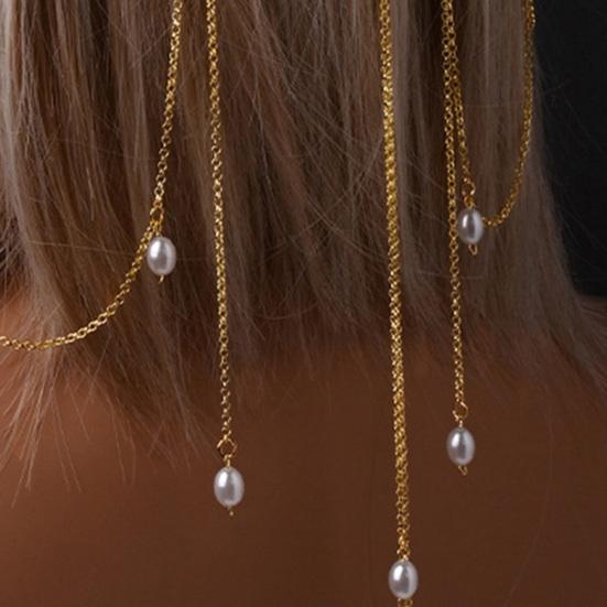 Женская повязка на голову с искусственным жемчугом, кисточкой, дизайном капель, свадебный обруч для волос, аксессуары для волос на дни рождения и вечеринки