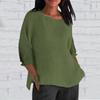 Women's Fashion Seven-Quarter Sleeve Round Neck Solid Color Loose Casual Shirt Tops