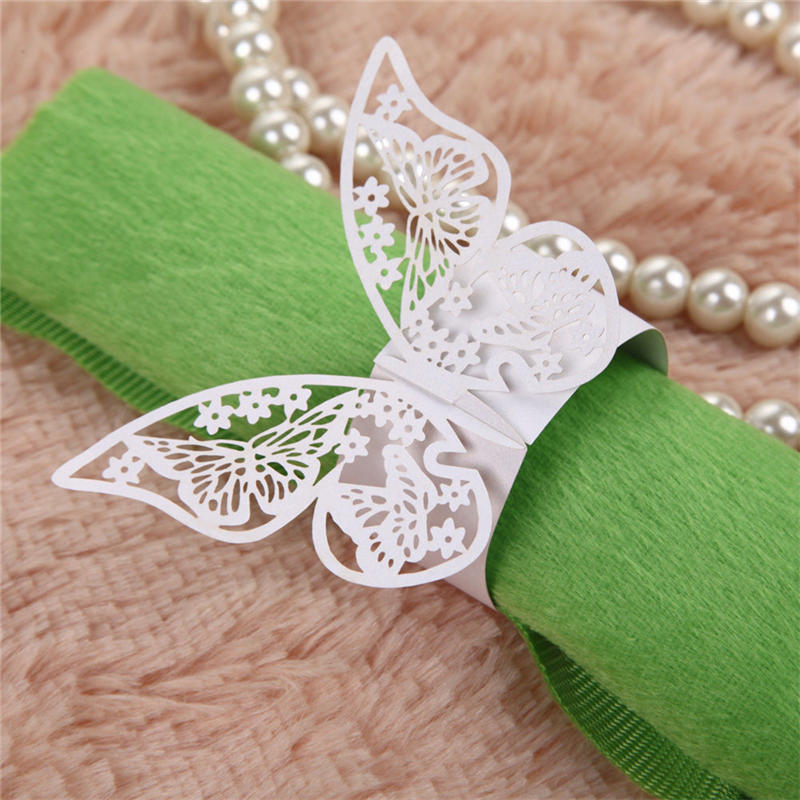 50 шт., кольцо для салфеток с бабочкой, держатель для бумаги, настольная вечеринка, свадебные сувениры, банкет