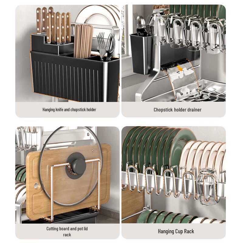 2-Tier Stainless Steel Countertop Dish Drying Rack