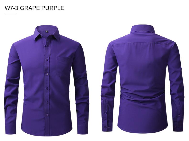 Мужская приталенная рубашка с длинным рукавом, квадратным воротником, однотонная