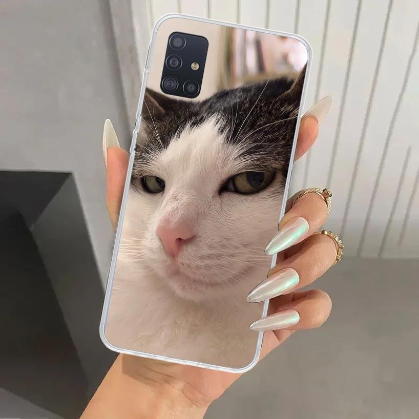 Забавный чехол для телефона с мемами про кошек для Samsung Galaxy A52 A32 A22 A12 A02S A50S A30S A10S Note 20 Ultra 10 Plus S10 A31 A20 A71 A72