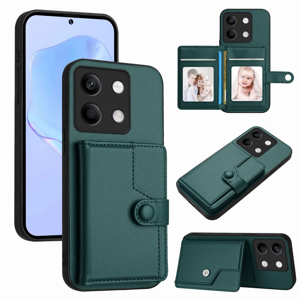 Чехол для Xiaomi Redmi Note 13 5G с блокировкой RFID, держателем для карт, подставкой, из ТПУ + ПУ кожи, задняя крышка телефона