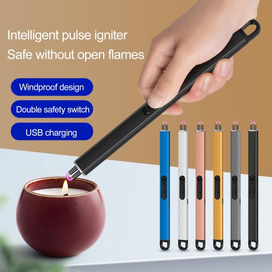 1 Set Electric Igniter Long Handle Portable Windproof USB Charging Igniter for Camping Picnic Home Use