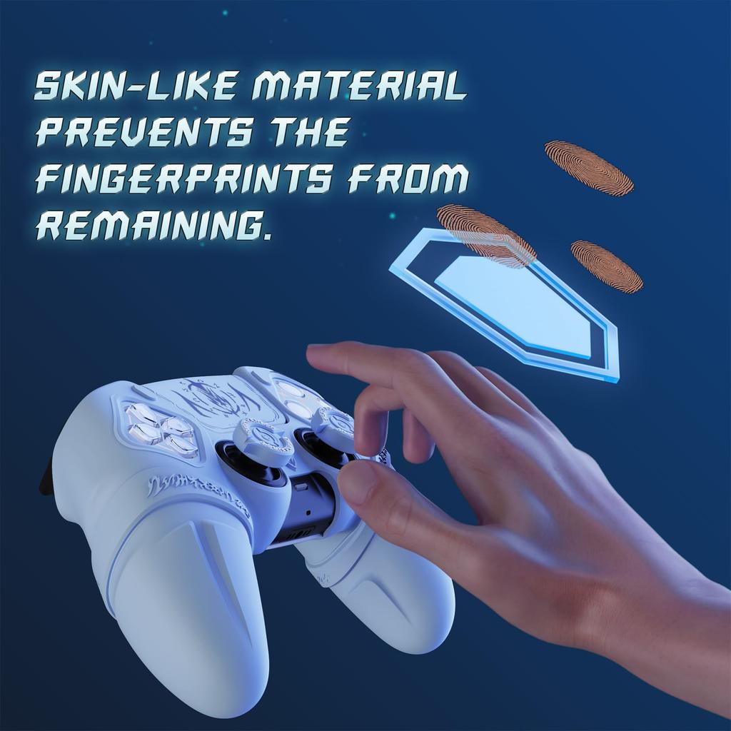 Силиконовый чехол PlayVital Runes Edition для сенсорной панели с наклейкой на упор для большого пальца и крестообразной клавишей совместим с оригинальной зарядной подставкой PS5 с чехлом