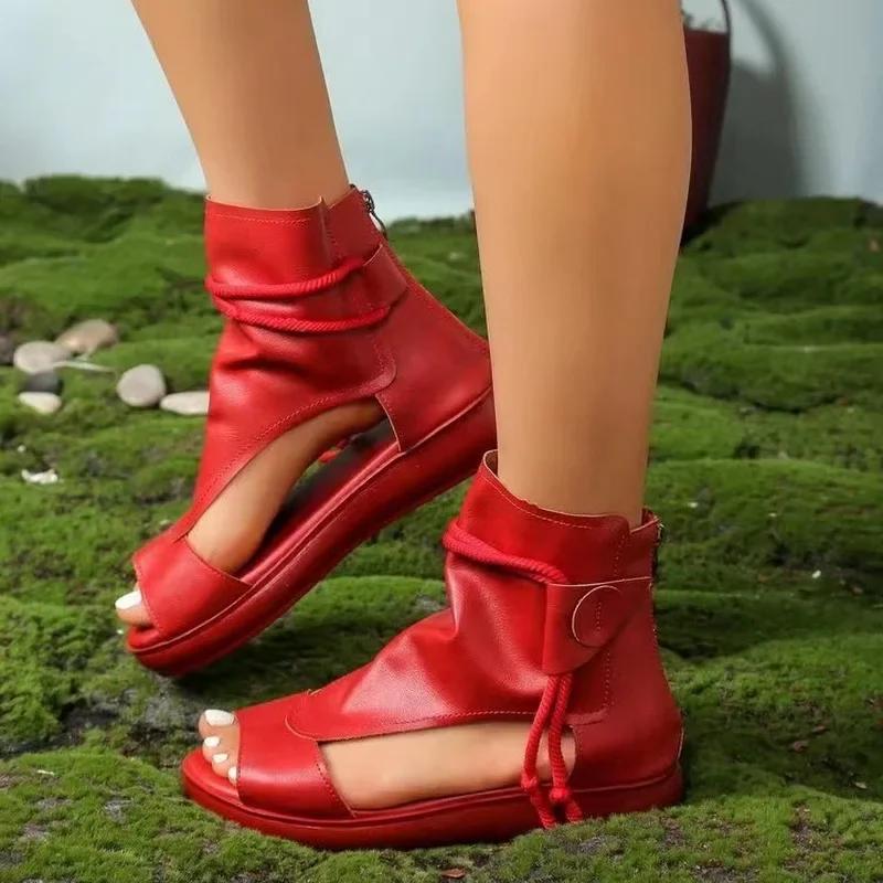 Женские винтажные классные ботинки из искусственной кожи, модные женские сандалии, летние туфли на танкетке на среднем каблуке, сандалии Mujer Sapato Feminino