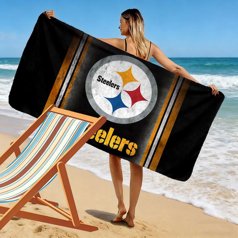 Steelers logo Print Beach Towel, Large Soft Quick Dry Towel for Beach Camping Swimming