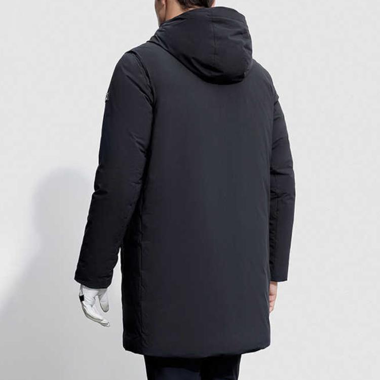 Fila Серия Гольф Однотонная Элитная Пуховая Куртка Миди с Капюшоном Мужская Верхняя Одежда Глубокий Черный A11M345903FBK