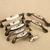 Antique Bronze Cabinet Pull Knob Flower Door Handles Ceramic Handle Wardrobe Closet Cupboard