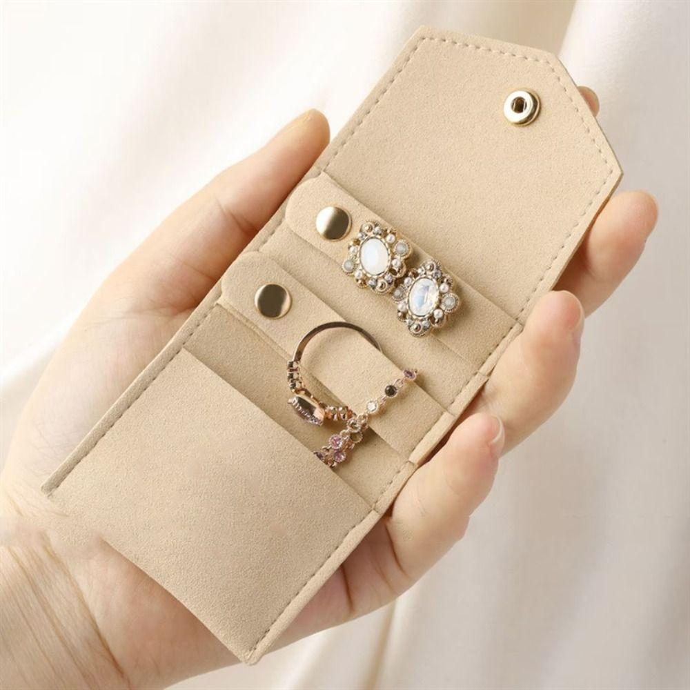 Mini Jewelry Storage Bags Microfiber Leather Necklace Packaging Pouch Earring Ring Organizer