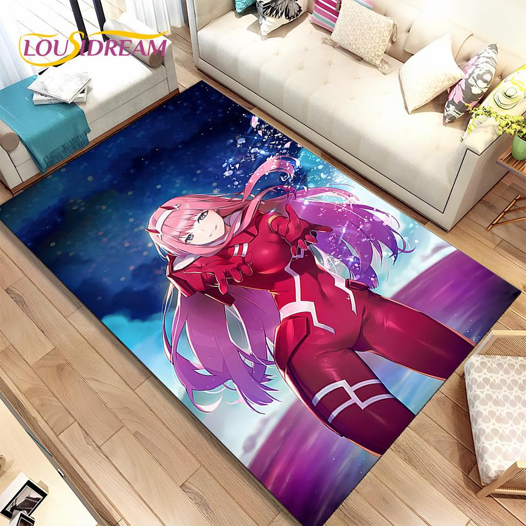 Аниме Zero Two DARLING In The FRANXX Коврик, Коврик для гостиной, спальни, дивана, коврик для двери, детский нескользящий напольный коврик