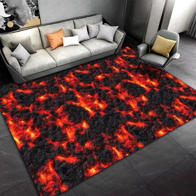 Большой 3D ковер на тему вулкана и магмы, ковер в огненном стиле, вдохновленный лавой, для спальни, гостиной, нескользящий коврик для детской игровой комнаты, прикроватный коврик