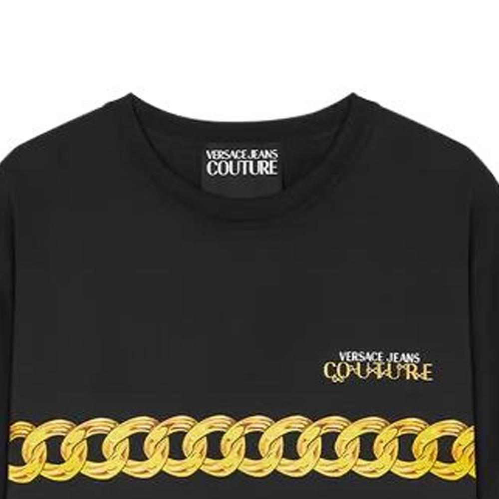 Versace Цепной Письмо Круглый Вырез Короткий Рукав Футболка Мужские Топы E75GAHF02-ECJ00F-EG89