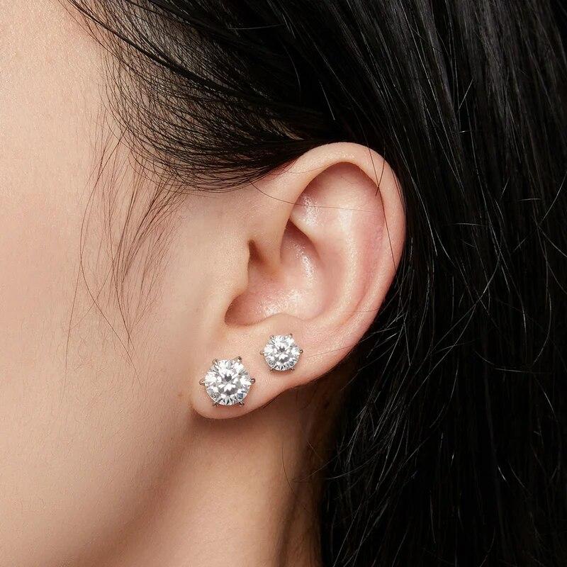 D цвет 2CT Муассанит серьги-гвоздики в форме сердца полые серьги с шестью когтями в виде короны круглой огранки с лабораторным бриллиантом и платиновым покрытием для женщин на свадьбу