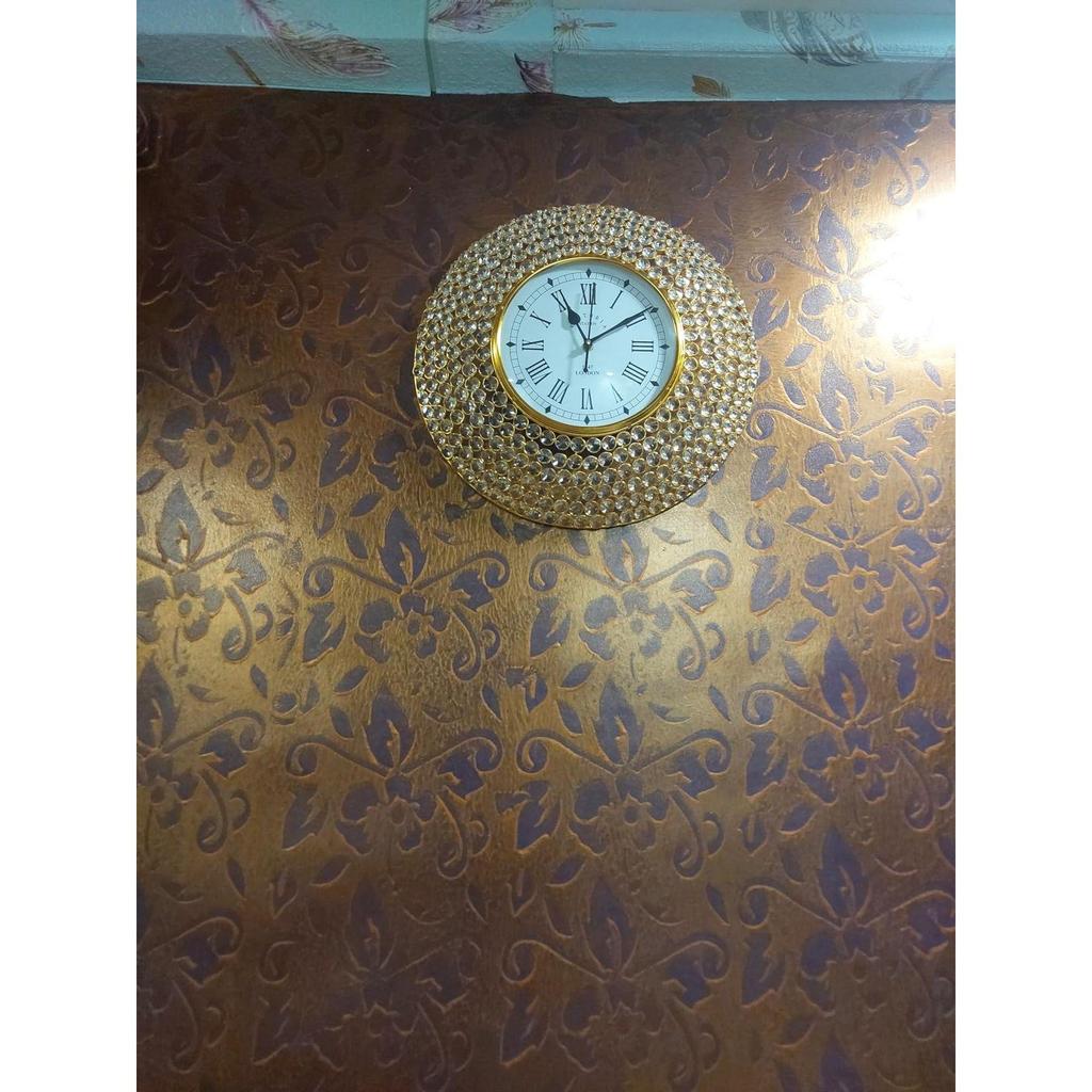 Decorative Crystal Wall Clock Iron Metal Analog Fancy Diamond Beads In Roman Number Stylish Designer Items Luxury Home Living Room Best Gift